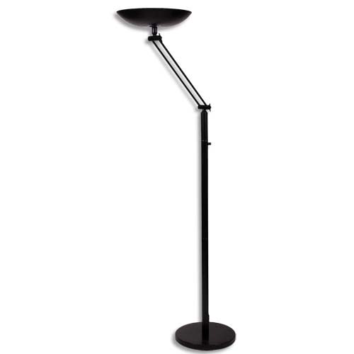 UNILUX Lampadaire à LEDS Varialux Noir articulé - Hauteur 180 cm, Socle D34 cm, vasque D36 x H6 cm photo du produit Principale L