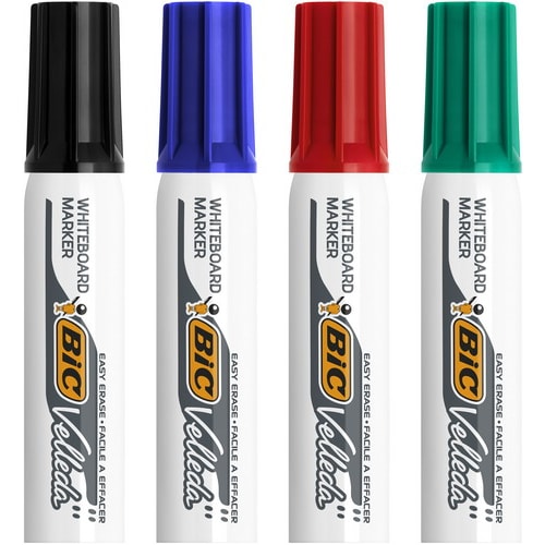 BIC Velleda 1781 Feutres pour Tableau Blanc Effaçables à Sec Pointe  Biseautée Large - Bleu