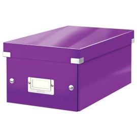 LEITZ Boîte de rangement DVD CLICK&STORE. Contenance 20 DVD standard ou 40 slim. Coloris violet photo du produit