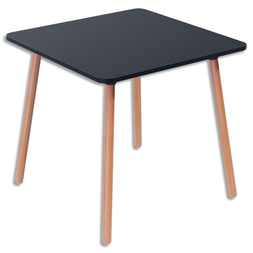 PAPERFLOW Table de restauration Palomba carré 80x80cm. Pied en hêtre et plateau noir photo du produit Principale L