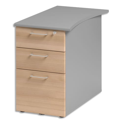 GAUTIER OFFICE Caisson bout de bureau réversible 3 tiroirs dont 1DS Jazz Hêtre Gris clair L47xH74xP80 cm photo du produit Principale L