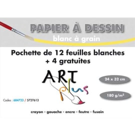 ART PLUS Pochette de 12 feuilles+4 gratuites dessin 180g format 24x32cm photo du produit