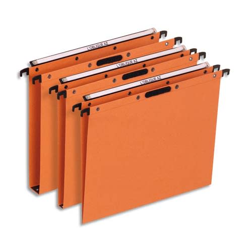 OBLIQUE AZ Boîte de 25 dossiers suspendus TIROIR en kraft 240g. Fond 15, VELCRO®. Orange photo du produit Principale L