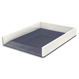 LEITZ Corbeille à courrier Dual Blanc Gris métallisé - Dimensions : L26,7 x H4,9 x P33,6 cm photo du produit