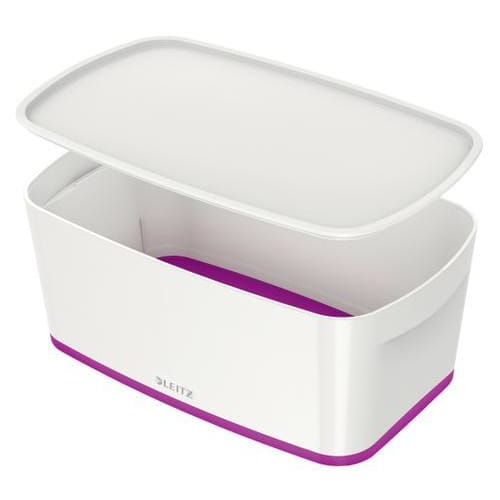 LEITZ Boîte MYBOX small avec couvercle en ABS. Coloris Blanc fond Violet photo du produit Principale L