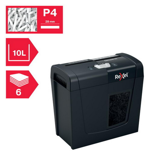 REXEL Destructeur de documents Secure X6 P-4, coupe croisée, 4x40mm, 6 feuilles, 10 litres, 2020122EU photo du produit Secondaire 1 L