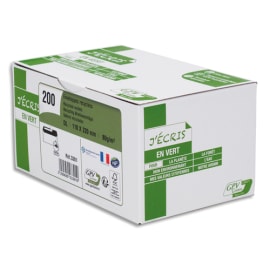 GPV Boîte de 200 enveloppes recyclées extra Blanches Erapure, format DL 110x220mm 80g photo du produit