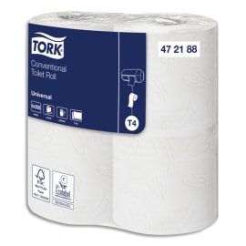 TORK Colis de 8 paquets de 6 rouleaux Papier toilette traditionnel Universal Blanc 2 plis 200 feuilles photo du produit