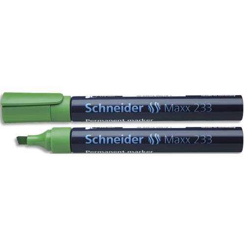 SCHNEIDER Marqueur permanent MAXX 233, corps en aluminium, pointe biseautée, encre Verte à faible odeur photo du produit Principale L