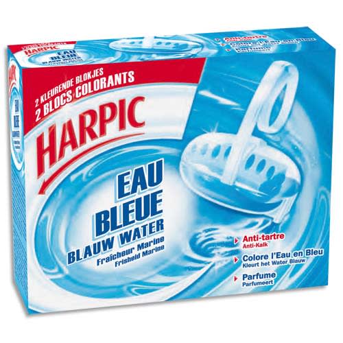 HARPIC Boîte de 2 Blocs pour cuvettes, colore l'eau en Bleu, action anti-tartre, fraîcheur marine photo du produit Principale L