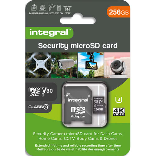 INTEGRAL Carte micro SD Security 256Go 4K V30 UHS-1 U3 A1 CLASS 10 photo du produit Principale L
