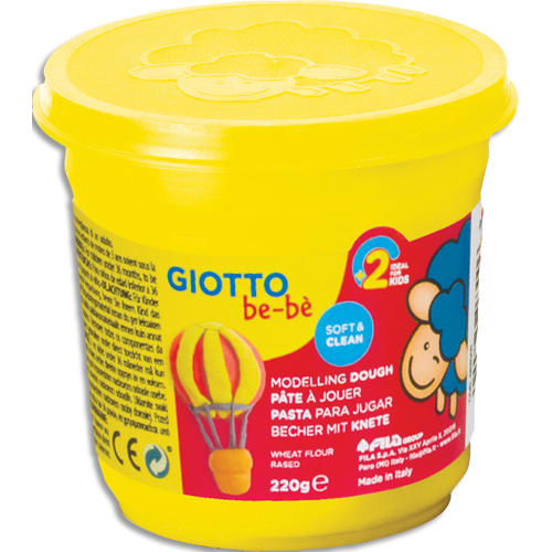 GIOTTO BE-BE Pot de 220 grammes de pâte à jouer couleur jaune, livré par lot de 8 photo du produit Principale L