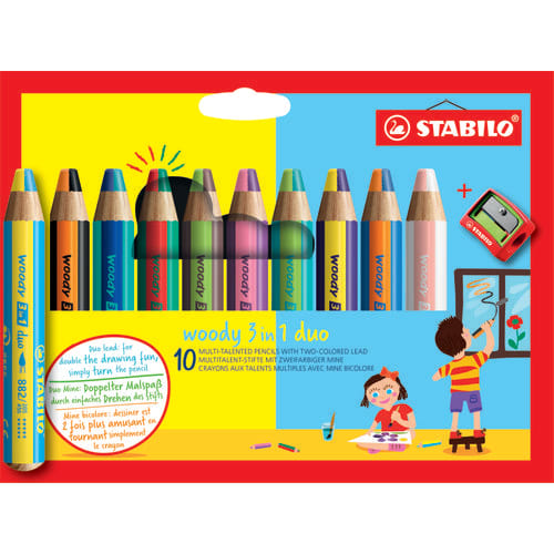 STABILO Etui carton de 10 crayons multi-talents STABILO Woody 3in1 duo + 1 taille-crayon photo du produit Principale L