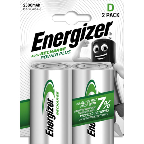 ENERGIZER Pile Power Plus Rechargeable D LR20 2500 mAh, pack de 2 piles photo du produit