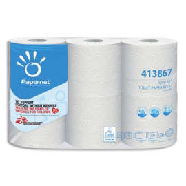 PAPERNET Paquet de 6 rouleaux de Papier toilette Blanc pure cellulose, 2 plis, 200 formats L22m photo du produit