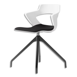 Chaise Pyra polyvalente coque en polypropyl&egrave;ne blanc, assises en tissu noir, pied pyramide en m&eacute;tal noir photo du produit