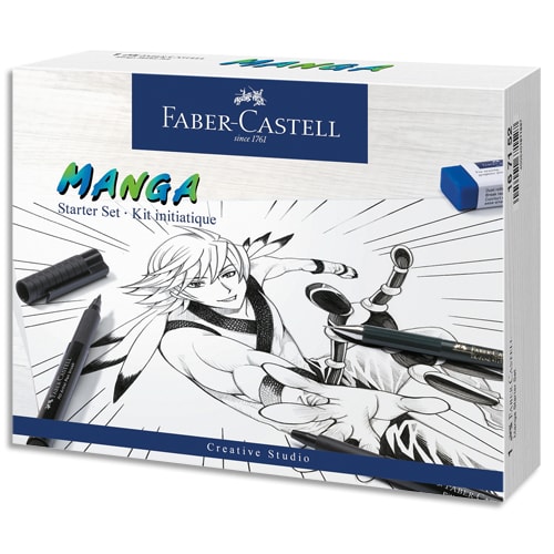 FABER CASTELL Kit d'apprentissage Manga. Feutre, porte-mine, mines, gomme,  mannequin et mode d'emplois