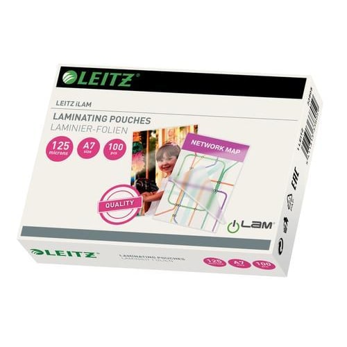 LEITZ Paquet de 100 Pochettes Leitz iLAM pour plastification à chaud, A7, 2x 125 microns 33805 photo du produit Principale L