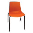 Chaise Cléo polyvalente coque en polypropylène orange, 4 pieds noirs en métal photo du produit