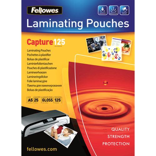 FELLOWES Boîte de 25 pochettes de plastification A5, 125 microns, aspect brillant photo du produit Principale L