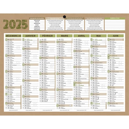 CBG Calendrier QUARANTOR, Janvier à Décembre 2024, 40,5x55cm, 2 œillets et  1 cordonnet