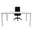 Bureau droit 4 pieds PRIMA 160 x 140 cm. Hauteur 73cm. Plateau mélaminé 19mm Blanc et piètement blanc photo du produit