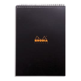 RHODIA Bloc Notepad spirale en tête en polypropylène 160 pages format 21x29,7cm.Coloris noir photo du produit