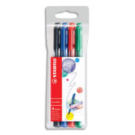 STABILO pointMax stylo-feutre pointe moyenne - Pochette de 4 stylos-feutres - Noir/Bleu/Rouge/Vert photo du produit