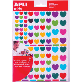 APLI KIDS Pochette de 6 feuilles (624 u) de gommettes forme coeur couleurs peps photo du produit