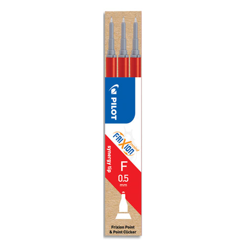 PILOT Set de 3 recharges pour roller FriXion Point. Pointe fine 0,5 mm. Encre Rouge. photo du produit Principale L