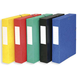 PERGAMY Bo&icirc;te de classement &agrave; &eacute;lastique en carte lustr&eacute;e 7/10, 600g. Dos 60mm. Coloris assortis. photo du produit