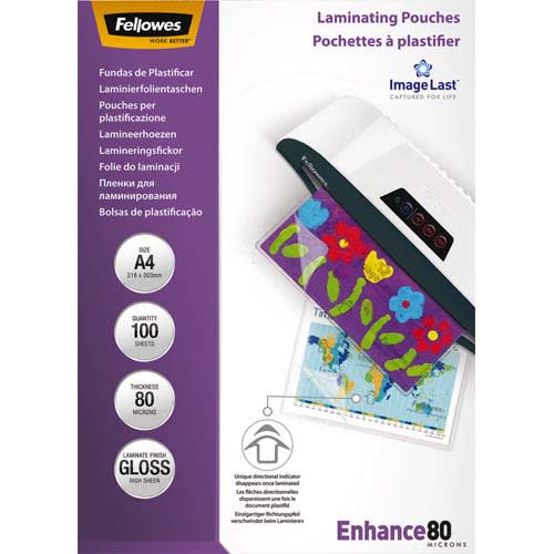 FELLOWES Pack de 100 pochettes Imagelast A4 80 microns 5306114 photo du produit