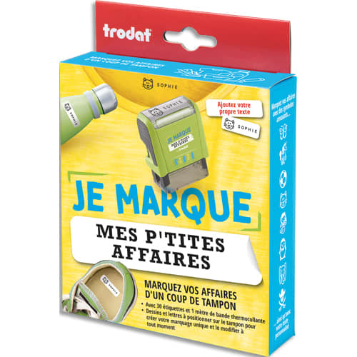 TRODAT Kit recharge Je marque mes affaires inclus K7 encre noire, 48 étiquettes, 1 m bande thermocollante photo du produit Principale L