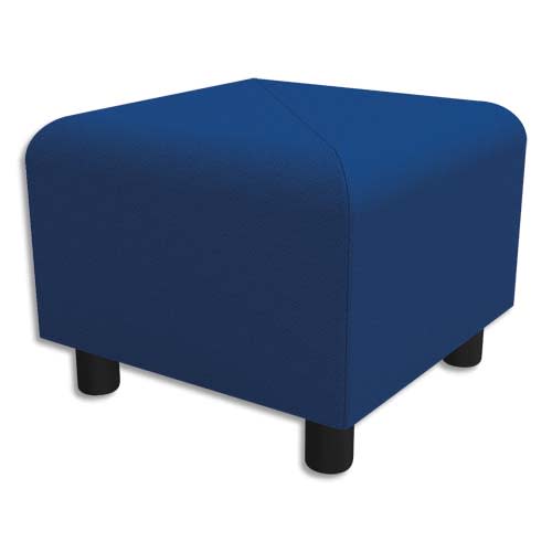 Pouf carré Izar Bleu roi Trevira en tissu polyester, structure métallique photo du produit Principale L