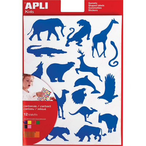 APLI KIDS Pochette de 12 feuilles de gommettes sur la thématique des animaux sauvages photo du produit Principale L