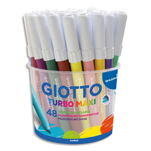 GIOTTO Pot de 48 feutres pointe large Turbo maxi de couleurs assorties ≡  CALIPAGE