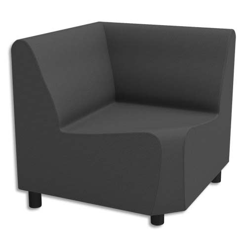 Chauffeuse modulaire d'angle 90D Izar Gris moyen Trevira en tissu polyester, structure métallique photo du produit Principale L