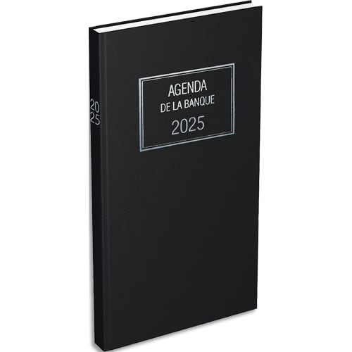 LECAS Agenda banquier long, Janvier à Décembre 2024, 1 volume, 1 jour sur 2  pages, 15x34cm Noir