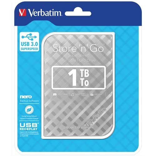 VERBATIM Disque dur 2,5'' USB 3.0 Store'N'Go Style 1To Gris 53197 photo du produit Principale L