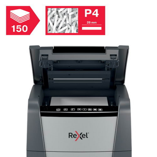 REXEL Destructeur de documents Optimum Auto+ 150X P-4 coupe croisée 4x28mm 150 feuilles 44 L 2020150XEU photo du produit Secondaire 1 L