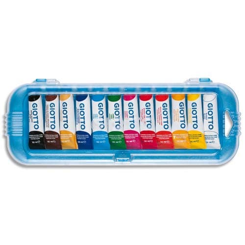 GIOTTO Boîte rigide de 12 tubes 10ml de gouache fine, coloris assortis photo du produit Principale L