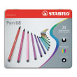 STABILO Pen 68 feutre de dessin pointe moyenne - Boîte métal de 20 feutres - Coloris assortis photo du produit