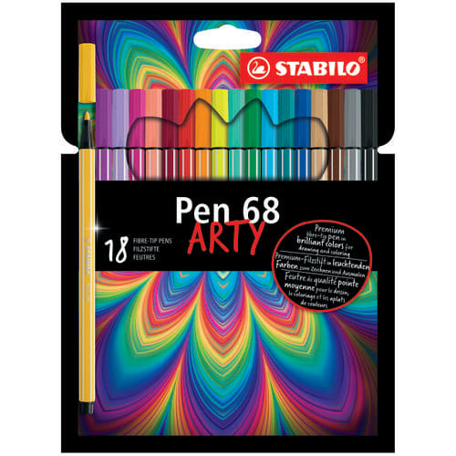 STABILO Pen 68 brush ARTY feutre pinceau - Etui carton de 24 feutres -  Coloris assortis