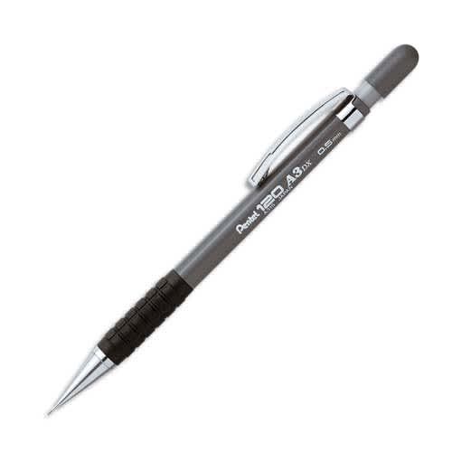 PENTEL Porte-mine 0,5 mm rechargeable corps plastique Gris grip caoutchouc A-315 photo du produit Principale L