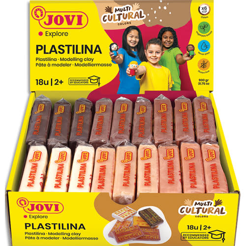 JOVI Plastilina, présentoir de pâte à modeler 18 x 50 gr, couleurs multicultural (3 unités x 6 couleurs) photo du produit Principale L