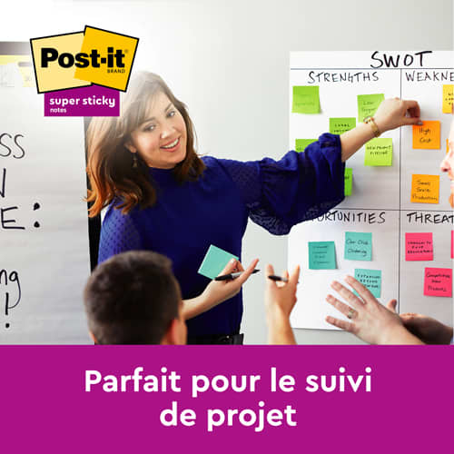 POST-IT Lots de 6 blocs Notes Super Sticky POST-IT® couleurs COSMIC 90 feuilles 76 x 127 mm photo du produit Secondaire 1 L