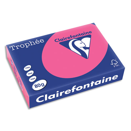 CLAIREFONTAINE Ramette de 500 feuilles papier couleur TROPHEE 80 grammes format A4 Rose Fuchsia 1771 photo du produit Principale L