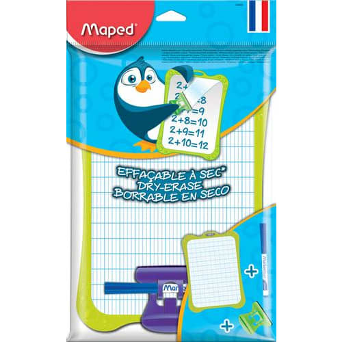 MAPED Kit ardoise blanche avec motifs grille bleue-avec feutre & effaceur-grds carreaux(Seyès)-cadre bleu photo du produit Secondaire 1 L