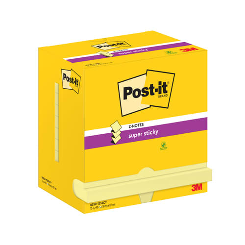 POST-IT Lot de 12 recharges repositionnables ZNOTES SUPERSTICKY 90 feuilles. Format 7,6 x 12,7cm. Jaune photo du produit Secondaire 3 L