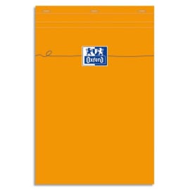 Bloc-notes orange Oxford 21 x 29,7 cm agrafé - A4 grands carreaux